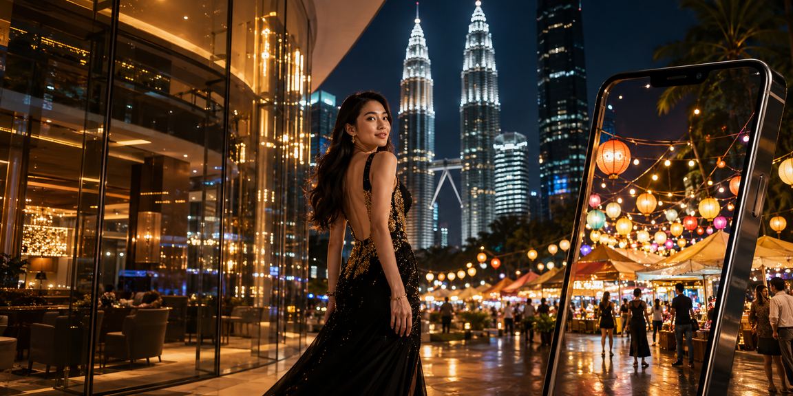 Pemain Kuala Lumpur mengakses kasino dalam talian melalui telefon mudah alih dengan antara muka yang bersih